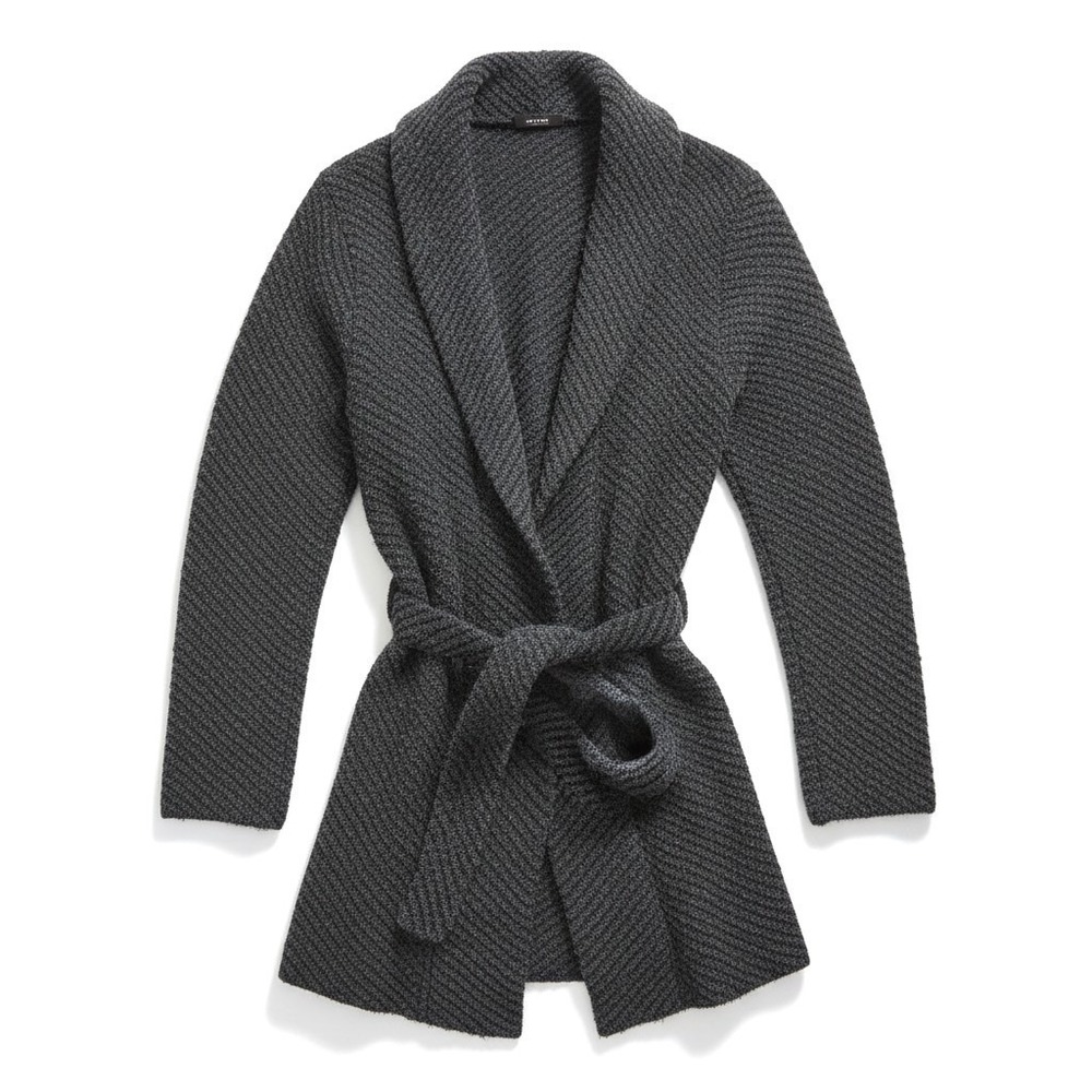 Giorgio Armani Le Collezioni Gray Belted Knit Cardigan Women Sz 4 Made in Italy